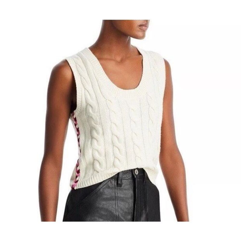Derek Lam 10 Crosby Ivory Yuna Braided Cable Knit Wool Sweater Vest XS